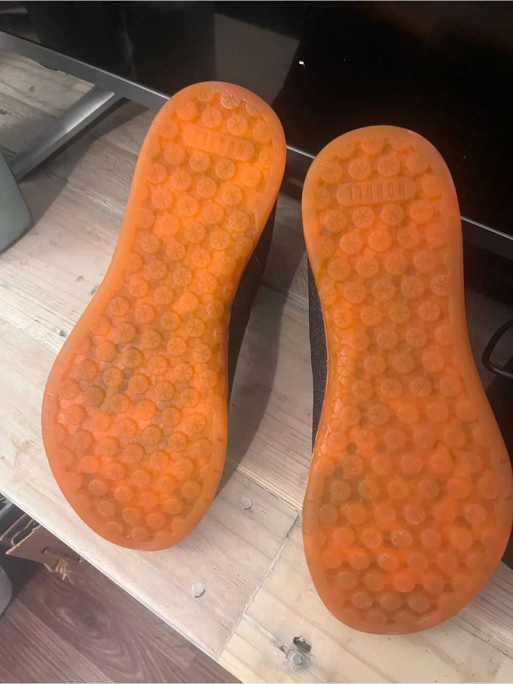 NOBULL Black Knit High-Top Trainers with Orange Sole